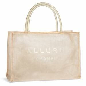 Chanel Allure Mesh Mini Tote Bag VIP Bonus Clear Handles Logo Sheer Cosmetic